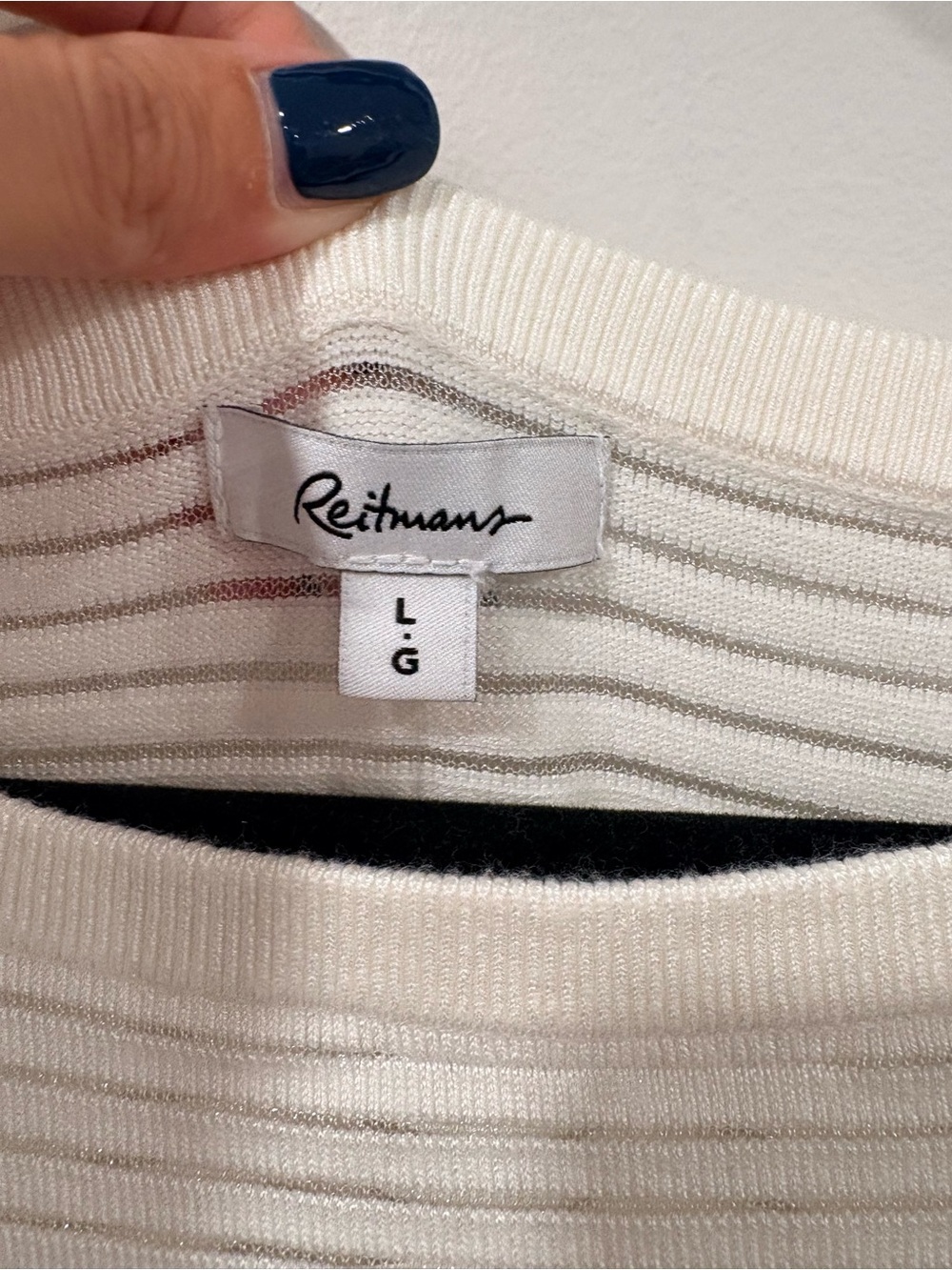 Reitmans Ivory Sheer Ribbed Dolman Sleeve Sweater Size L/G - Picture 5 of 11
